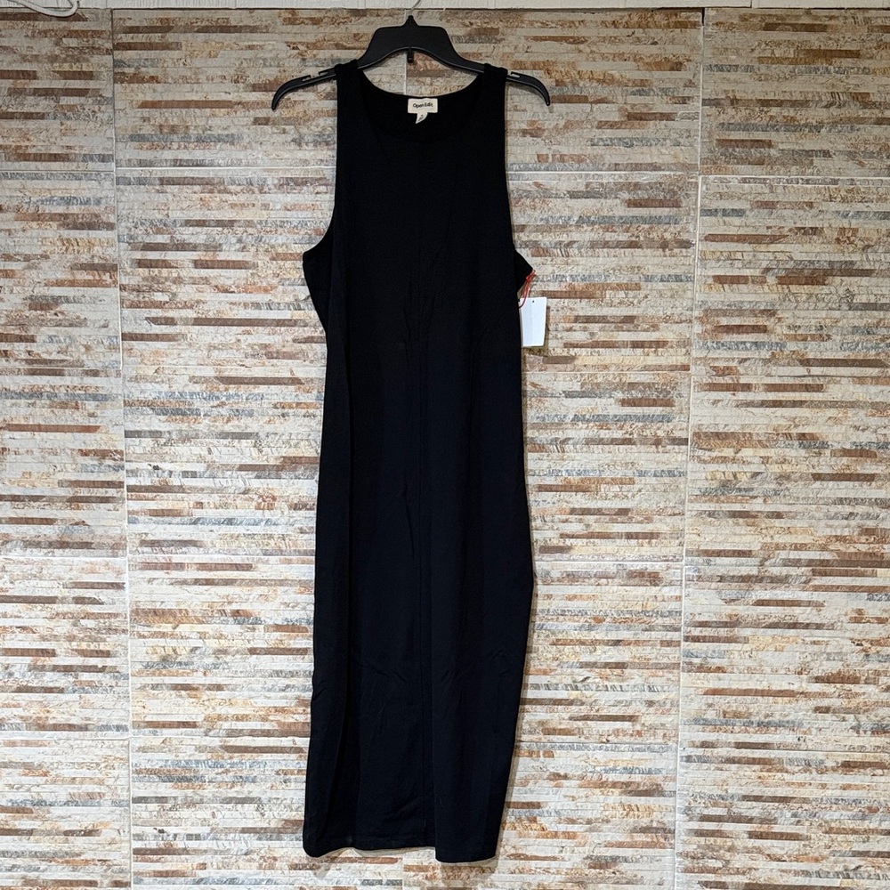 Elegant Black Sleeveless Midi Dress